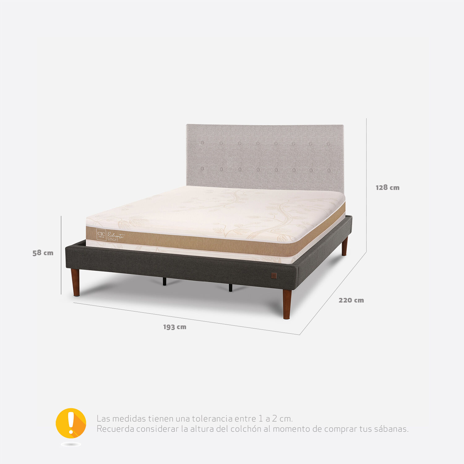 Cama Europea Curve King Rilassati Infinity + Respaldo Tigris
