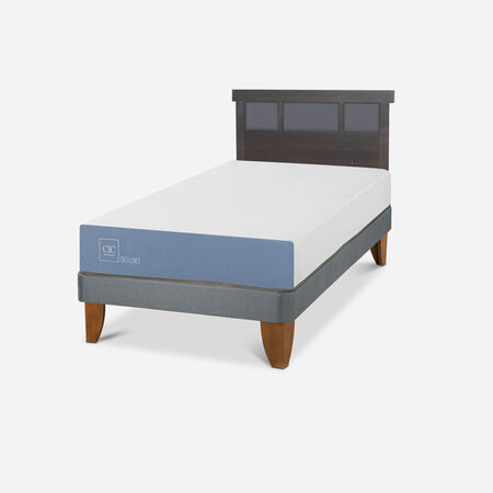 Cama Europea 1,5 Plazas Excellence + Respaldo Dubl&iacute;n Gris