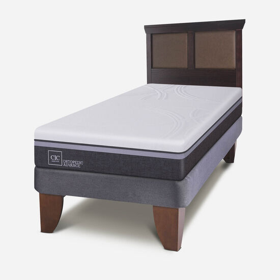 Cama Europea 1.5 Plazas Ortopedic Advance + Respaldo Torino Choc