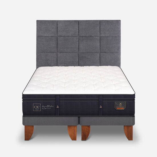 Cama Europea 2 Plazas Super Premium Base Dividida + Respaldo Támesis