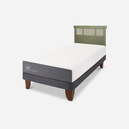 Cama Europea 1,5 Plazas Smart + Respaldo Dublín Olivo