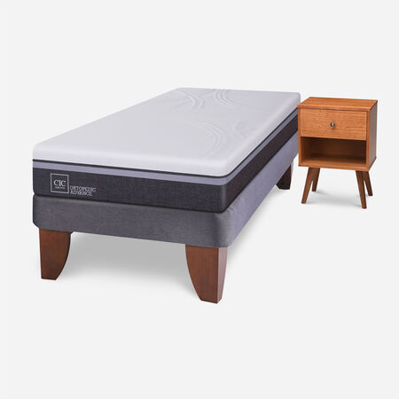 Cama Europea 1,5 Plazas Ortopedic Advance + Velador Gales Caramel
