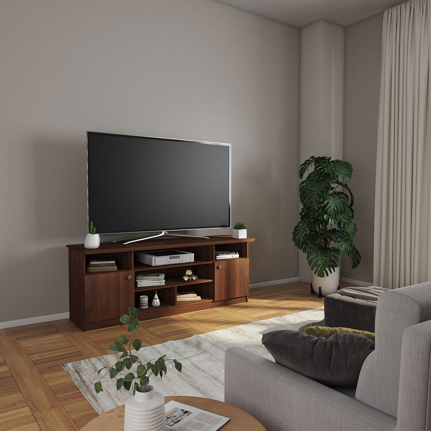 Rack Tv 75" Cl&aacute;sico Nogal Amaz&oacute;nico