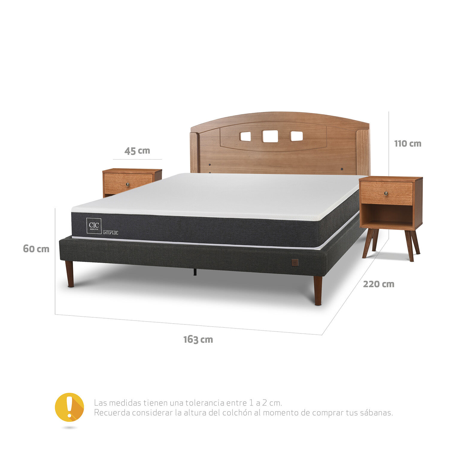 Cama Europea Curve 2 Plazas Ortopedic + Set New Gales