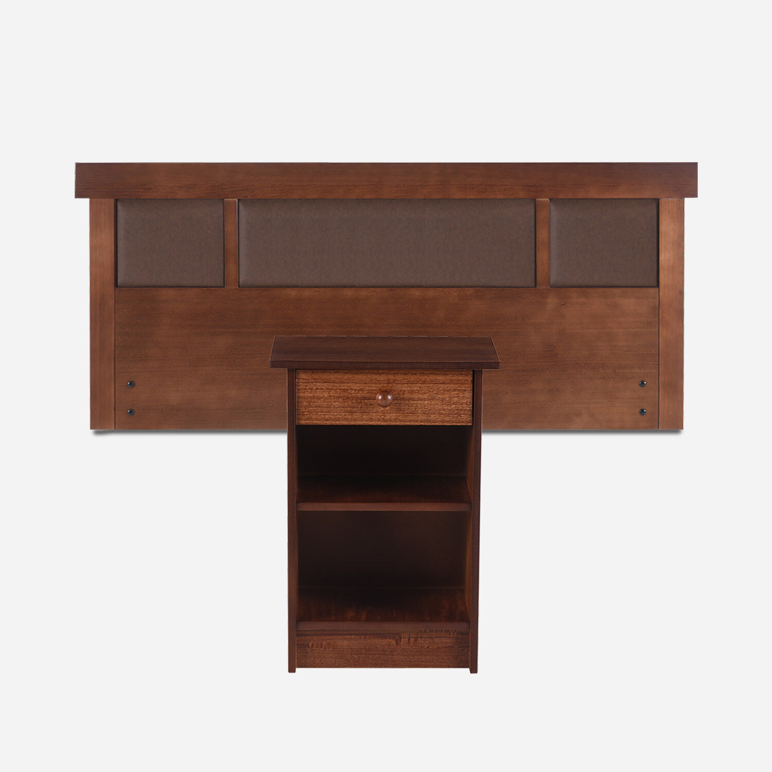 Respaldo + Velador Single Dubl&iacute;n Caramel