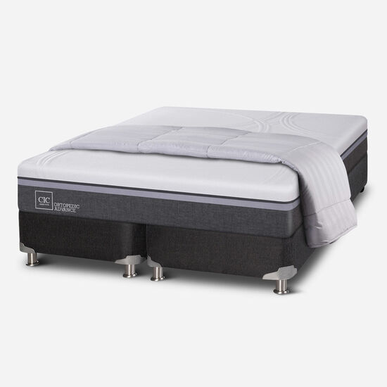 Box Spring 2 Plazas Ortopedic Advance Base Dividida 5 Zonas + Plumón
