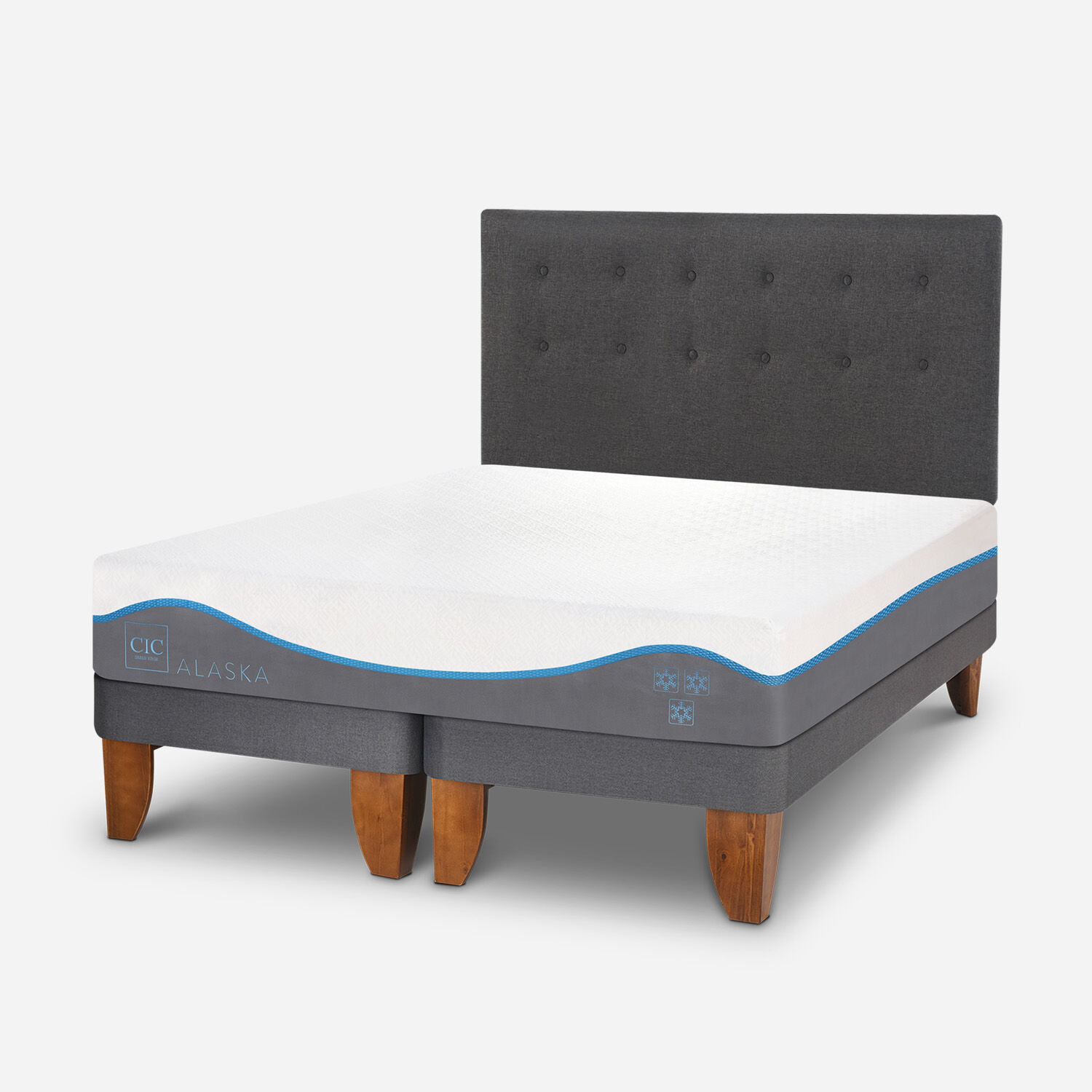 Cama Europea 2 Plazas Alaska Base Dividida + Respaldo &Eacute;ufrates