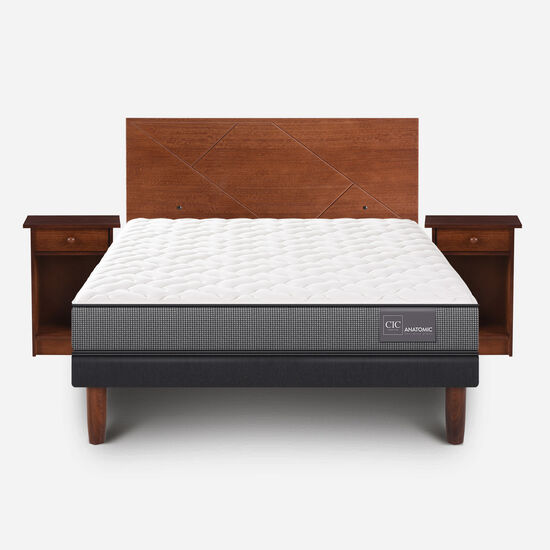 Cama Europea 2 Plazas Anatomic Base Normal + Set Villarrica