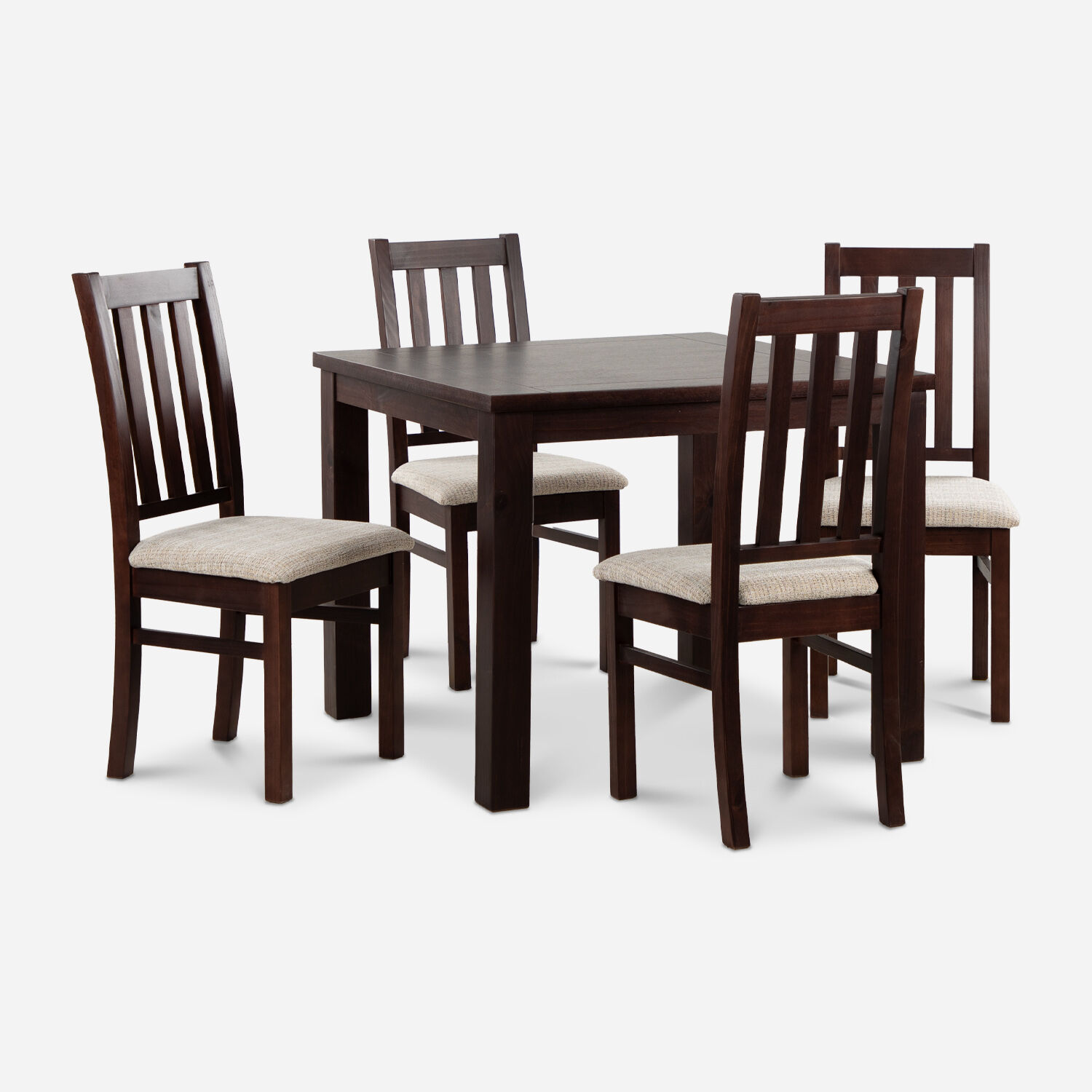 Comedor 4 Sillas Ñuble Chocolate - Tela Beige