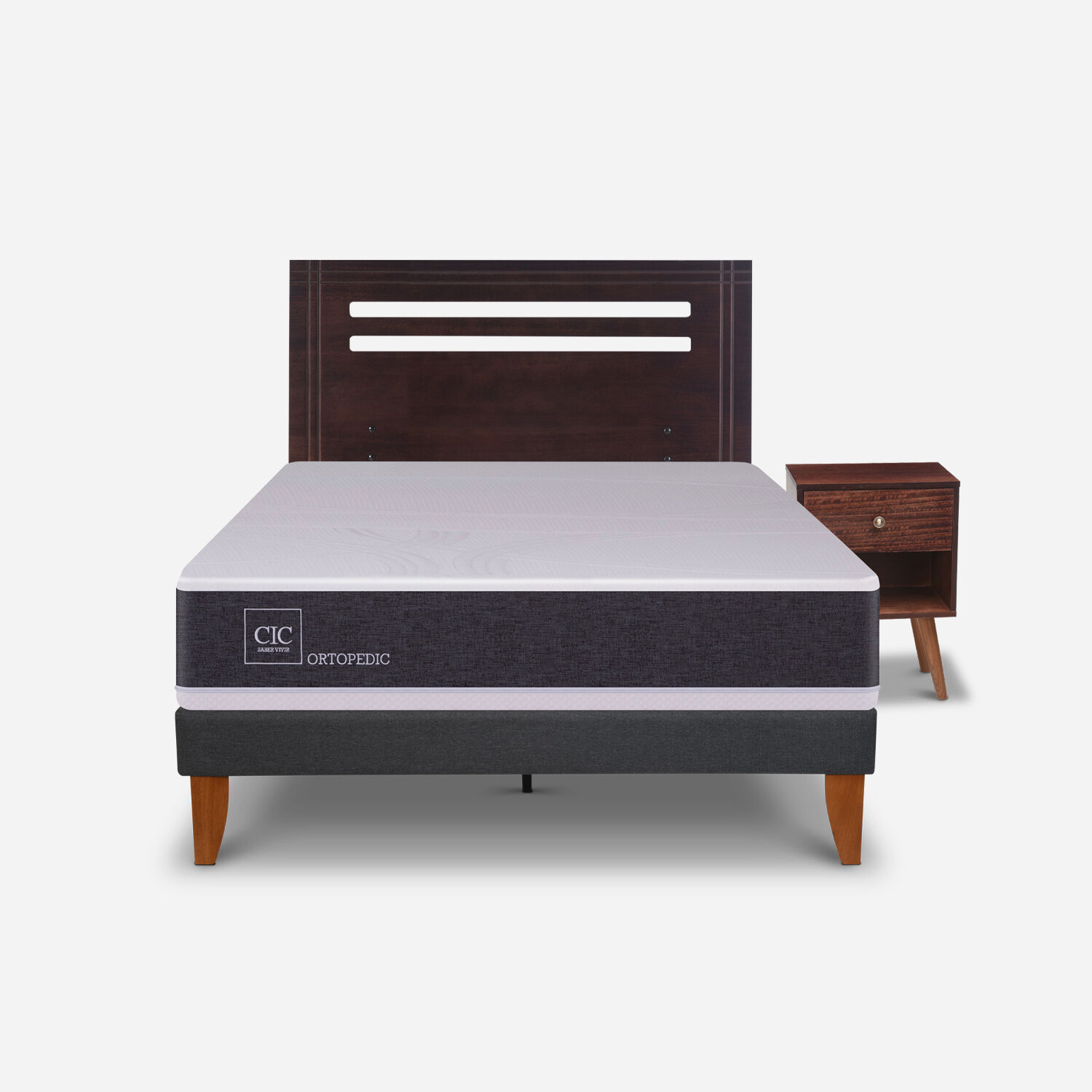 Cama Europea Curve 1,5 Plazas Ortopedic + Set M&uacute;nich Chocolate