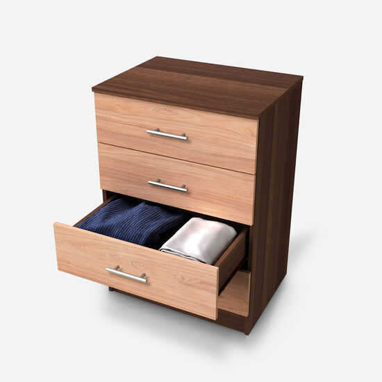Cómoda Cajonera 4 Cajones Fenix Bicolor Nogal Olmo