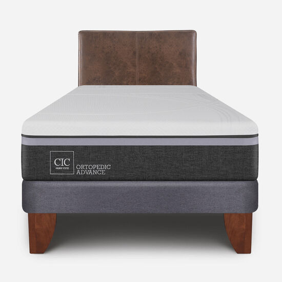 Cama Europea 1.5 Plazas Ortopedic Advance + Respaldo Baker