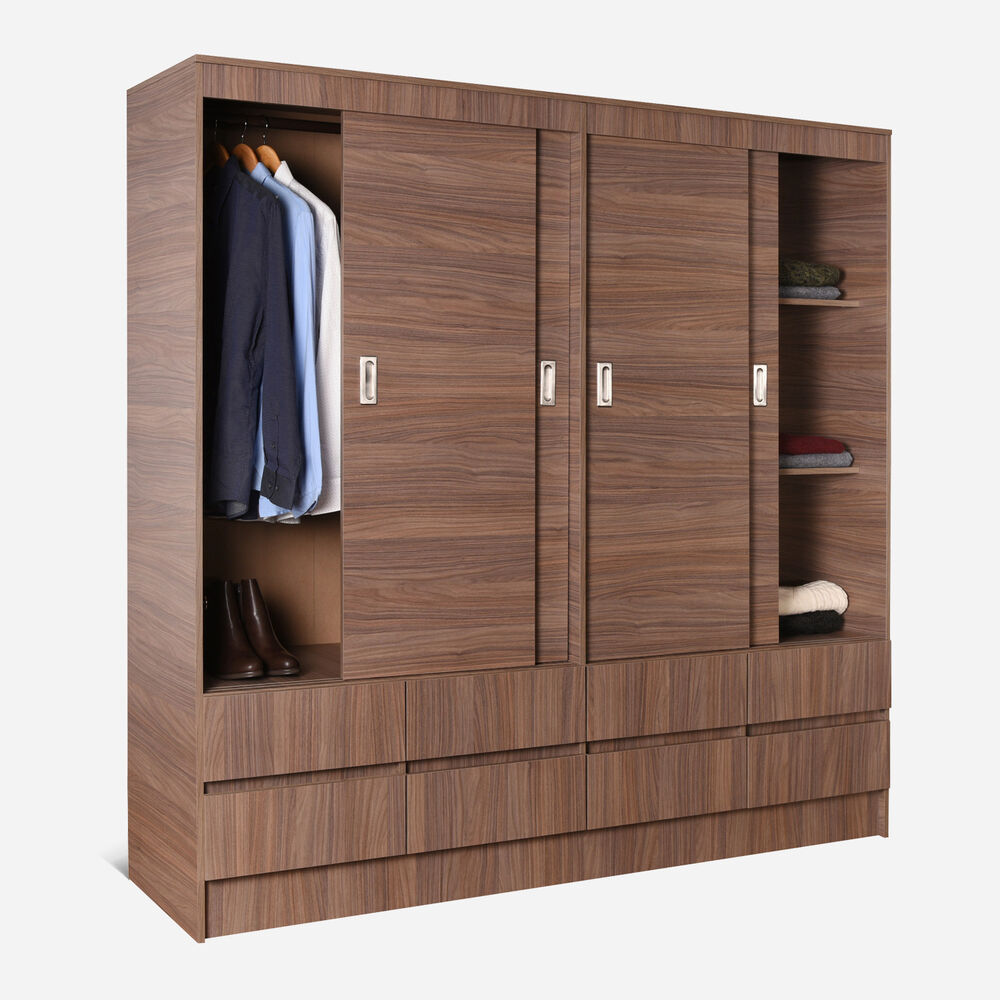 Clóset 4 Puertas Correderas 8 Cajones Maule Walnut | CIC