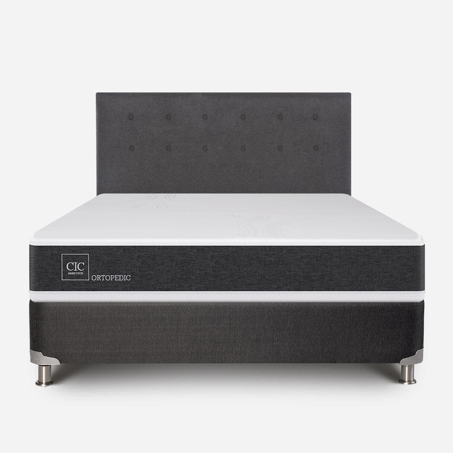 Box Spring 2 Plazas Ortopedic Base Normal 5 Zonas + Respaldo &Eacute;ufrates