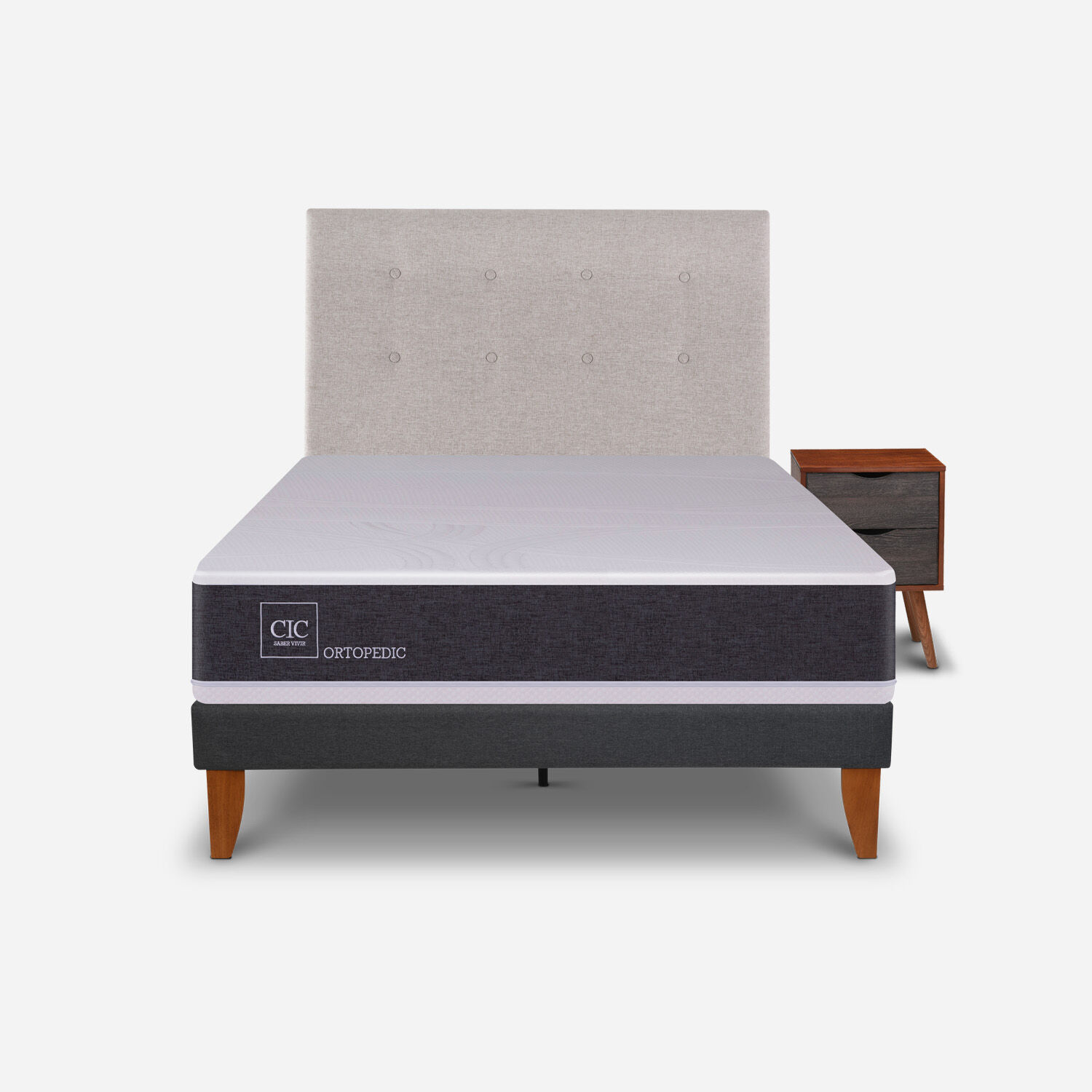 Cama Europea Curve 1,5 Plazas Ortopedic + Set Tigris