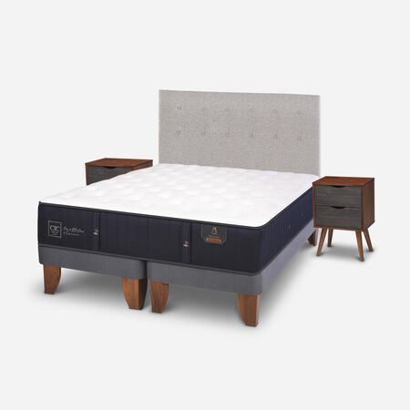 Cama Europea 2 Plazas Premium Base Dividida + Set Tigris
