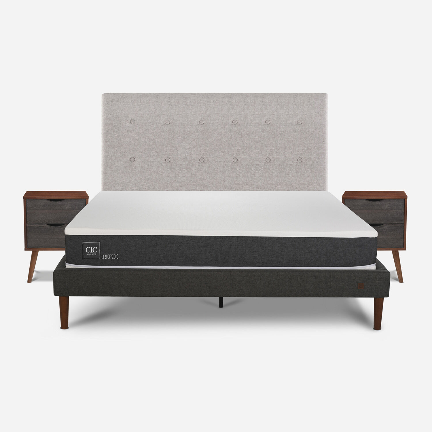 Cama Europea Curve 2 Plazas Ortopedic + Set Tigris