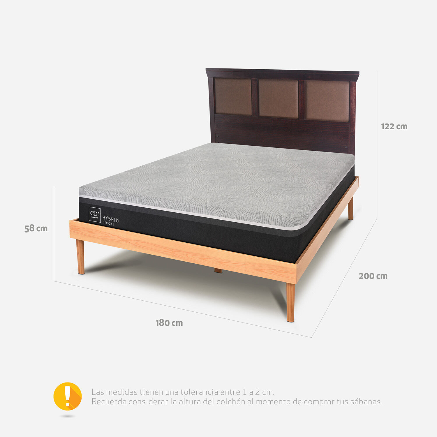 Cama King Hybrid + Respaldo Torino Choc