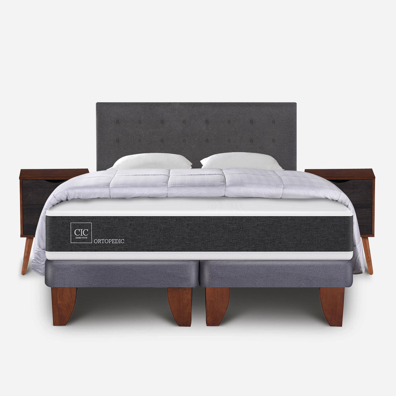 Cama Europea King Ortopedic + Almohadas + Plum&oacute;n + Set &Eacute;ufrates