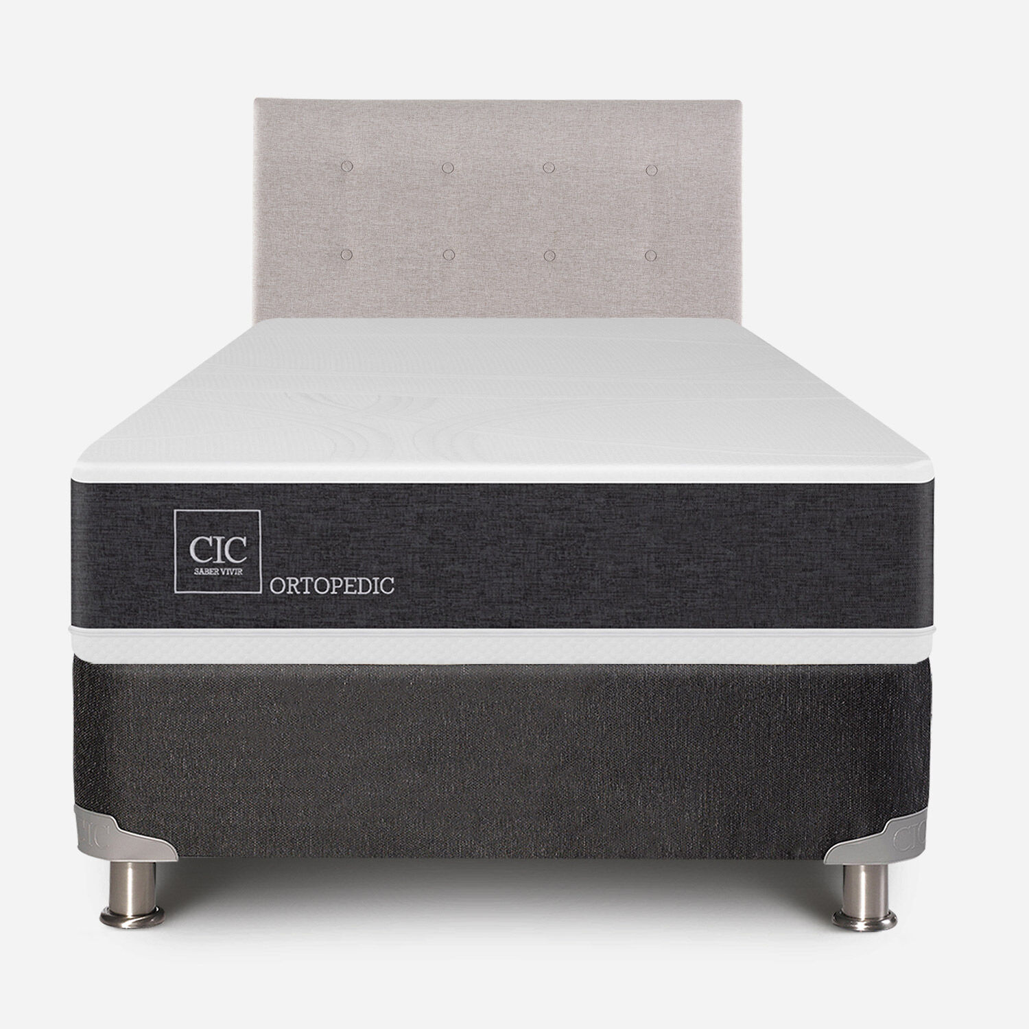 Box Spring 1,5 Plazas Ortopedic 5 Zonas + Respaldo Tigris