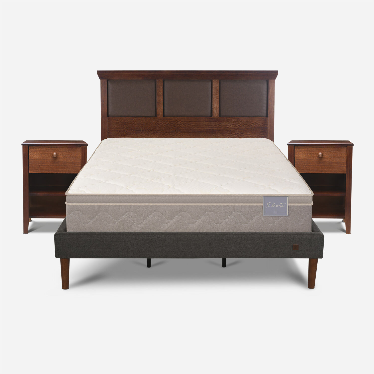 Cama Europea Curve King Rilassati + Set Torino Caramel