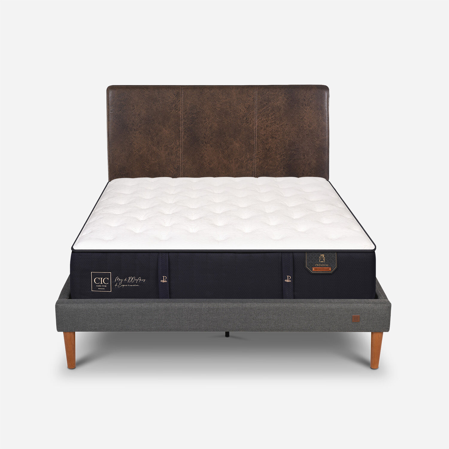 Cama Europea Curve 2 Plazas Premium + Respaldo Baker