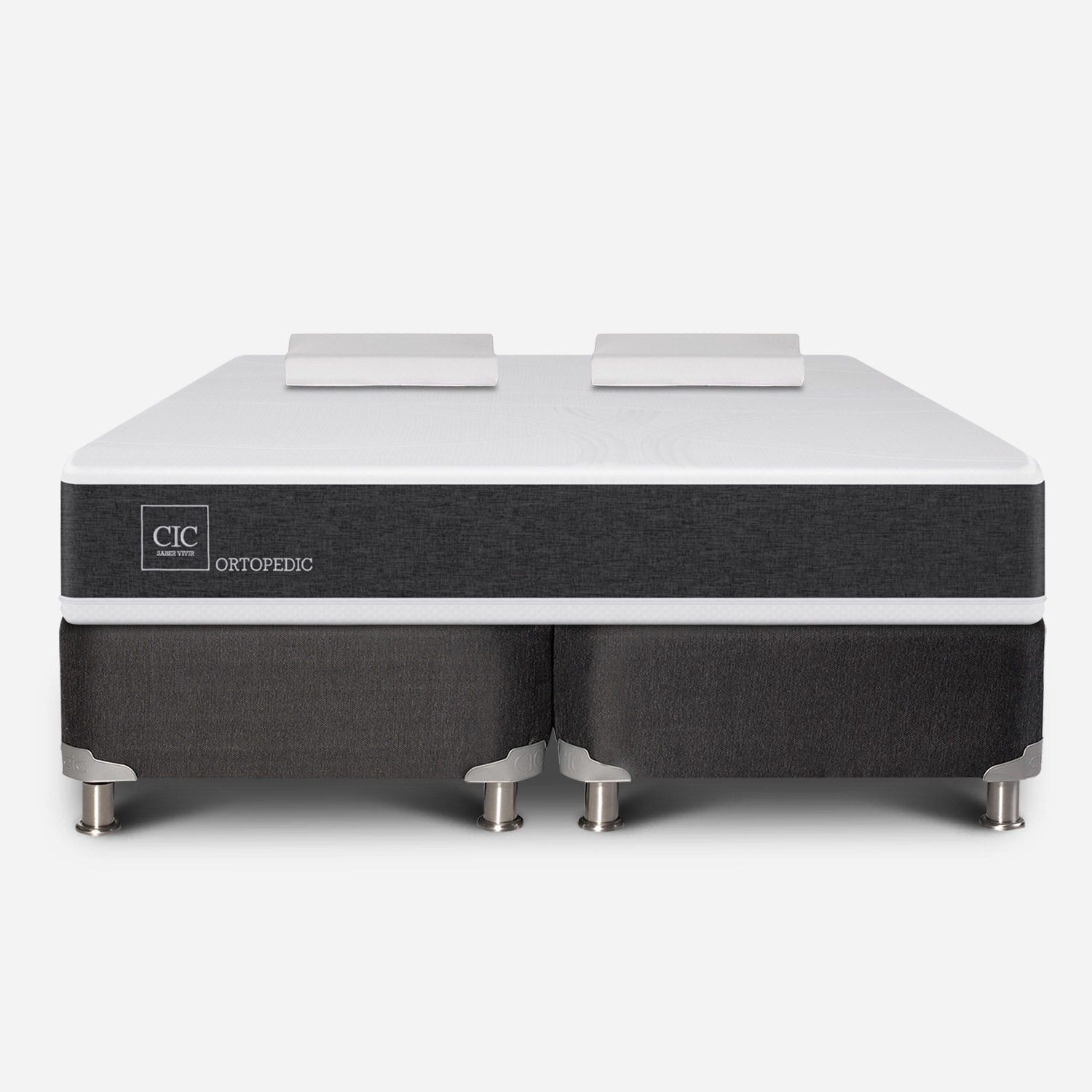 Box Spring 2 Plazas Ortopedic Base Dividida 5 Zonas + Almohadas Viscoel&aacute;sticas
