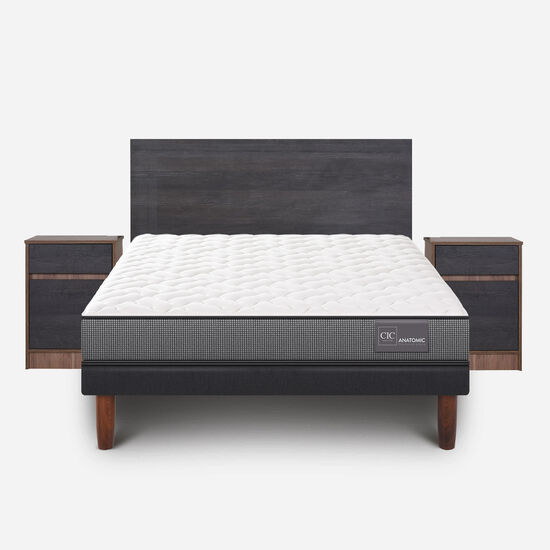 Cama Europea 2 Plazas Anatomic Base Normal + Set Espresso