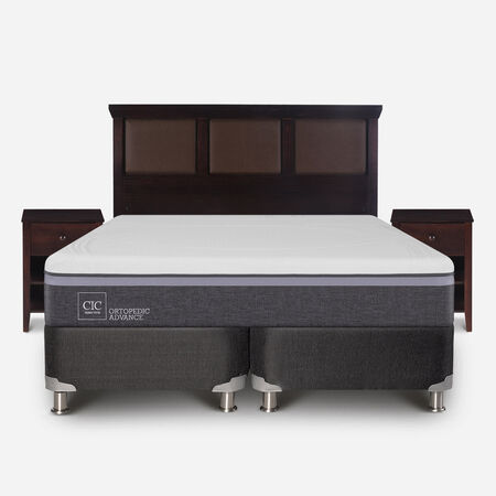 Box Spring 2 Plazas Ortopedic Advance Base Dividida 5 Zonas + Set Torino Chocolate