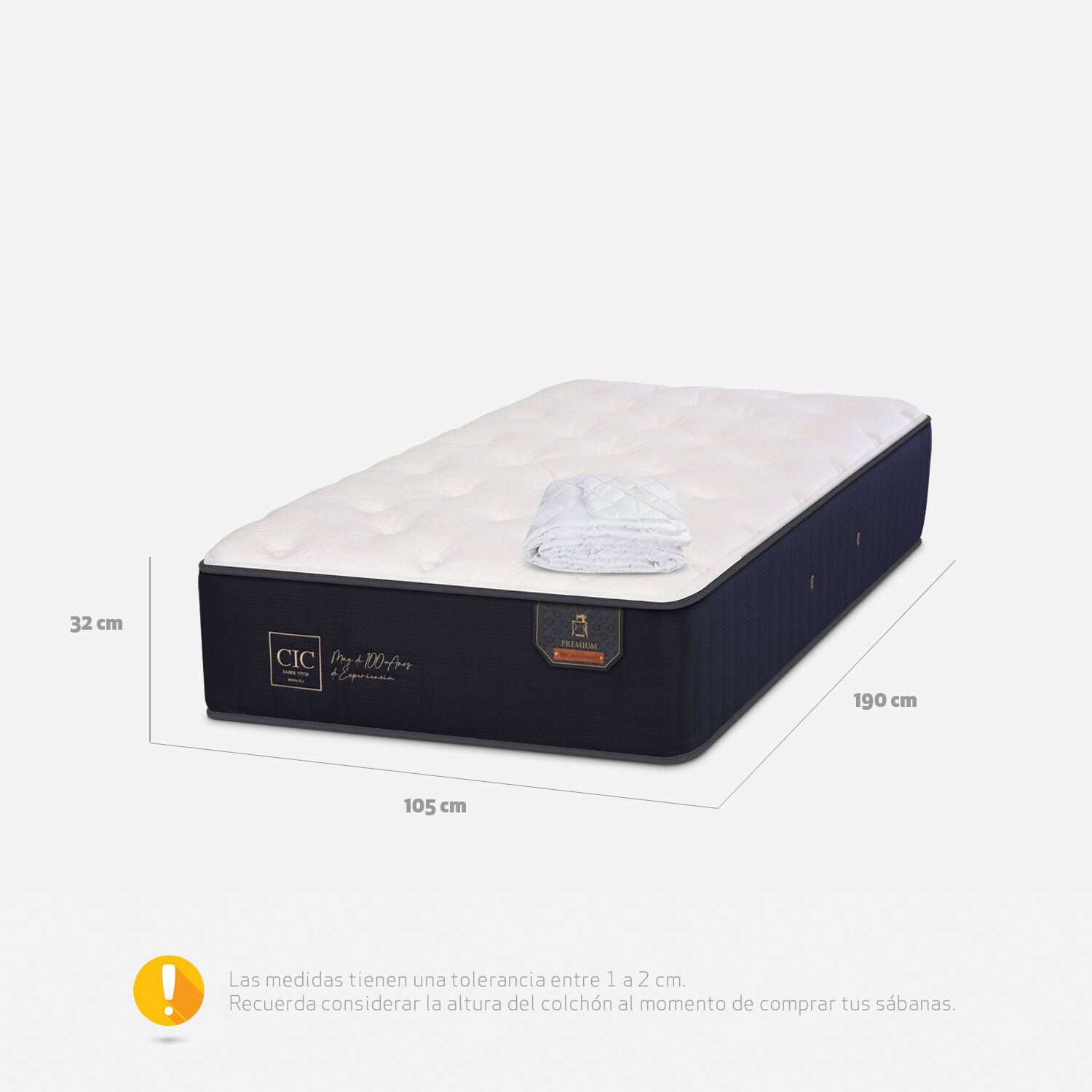 Colch&oacute;n 1,5 Plazas Premium 105x190 + Cubrecolch&oacute;n