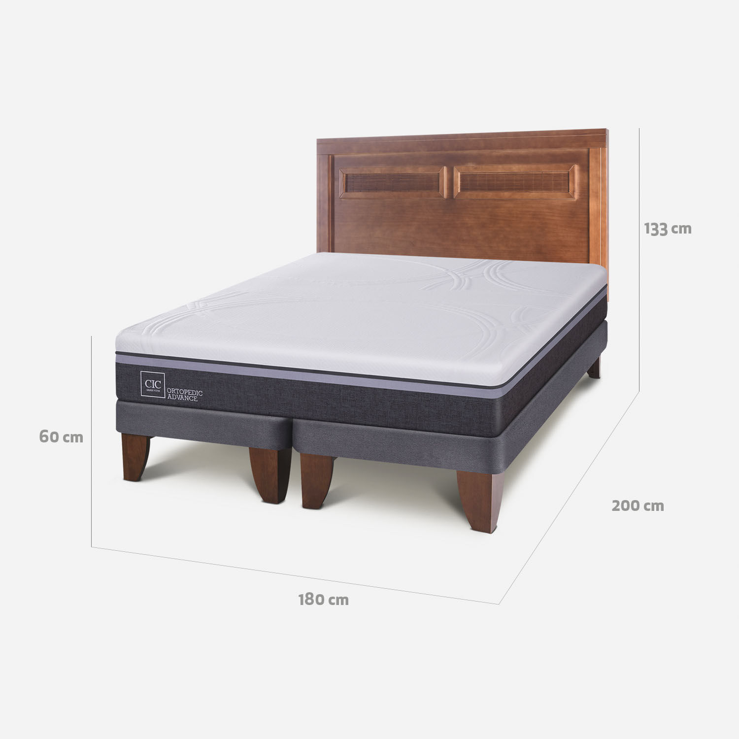 Cama Europea King Ortopedic Advance + Respaldo Mil&aacute;n Caramel