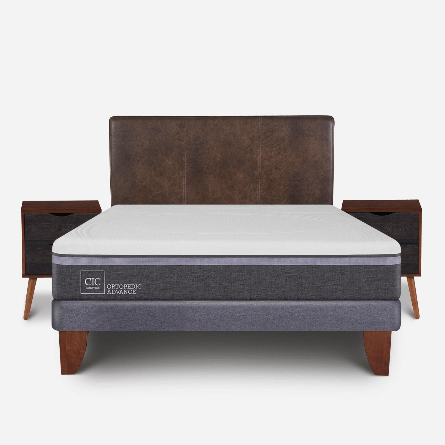Cama Europea 2 Plazas Ortopedic Advance Base Normal + Set Baker