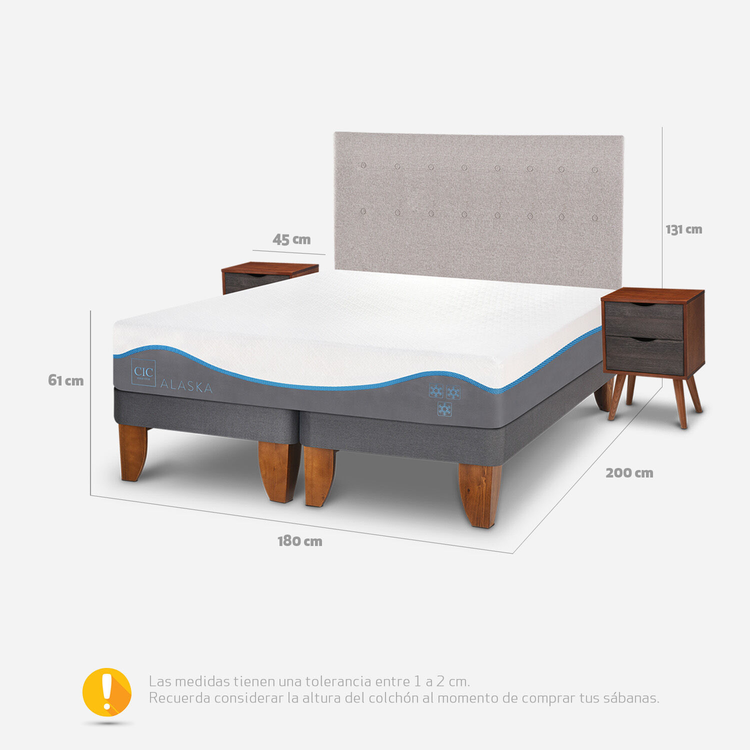 Cama Europea King Alaska + Set Tigris