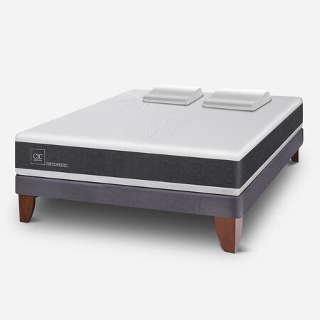 Cama Europea 2 Plazas Ortopedic Base Normal + Almohadas Viscoel&aacute;sticas