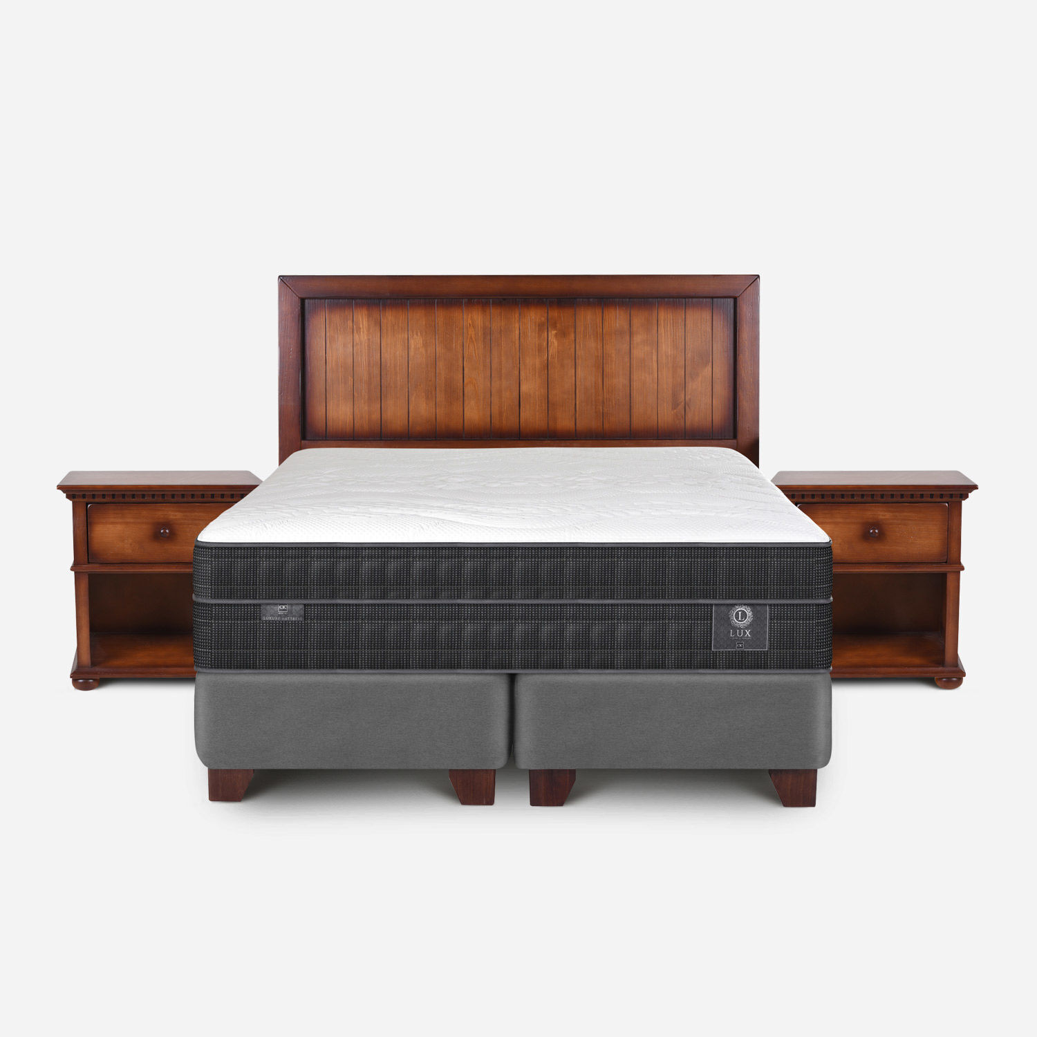 Box Spring 2 Plazas Lux Base Dividida + Set Monterrey