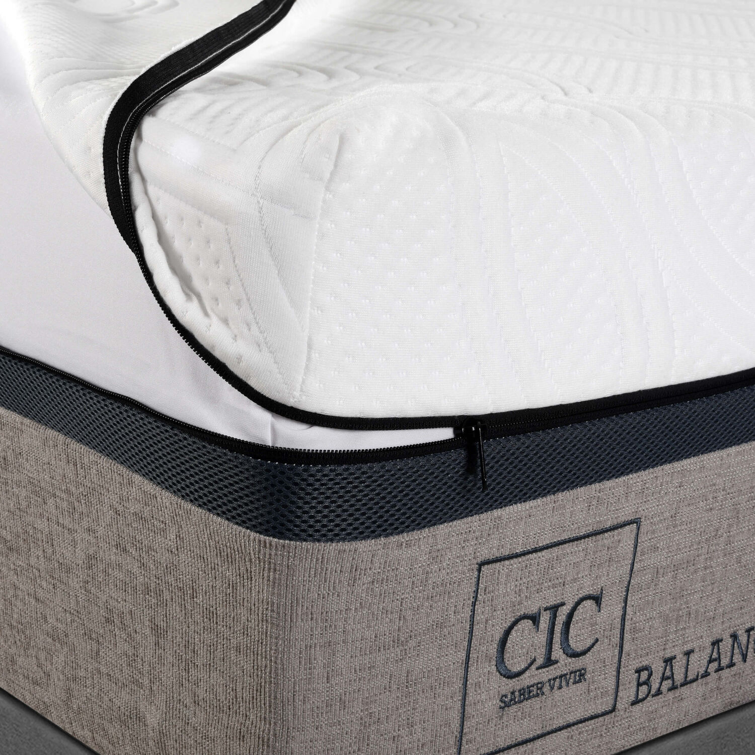 Cama Europea King Balance + Respaldo Torino Gris