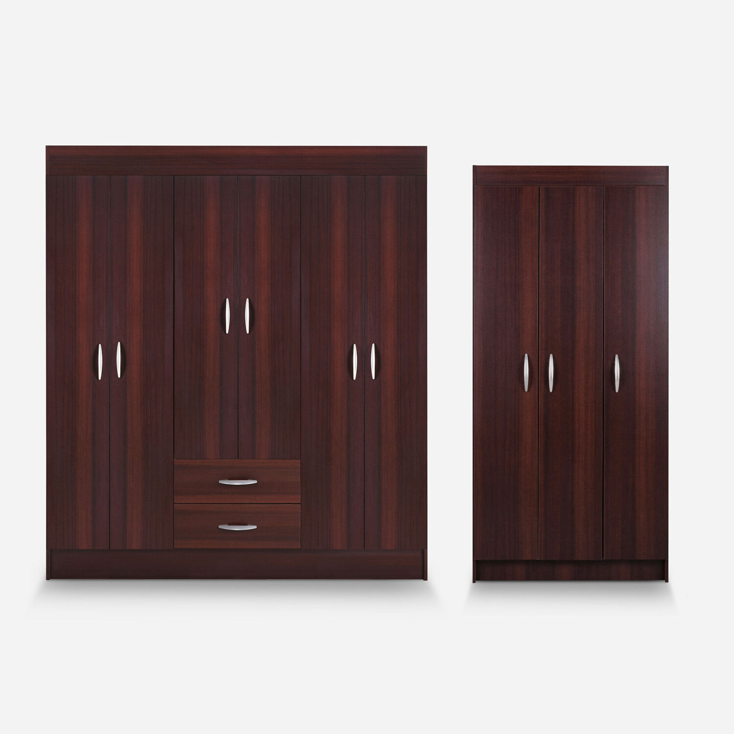 Cl&oacute;set 6 Puertas 2 Cajones Trancura Chocolate + Cl&oacute;set Pasco Chocolate