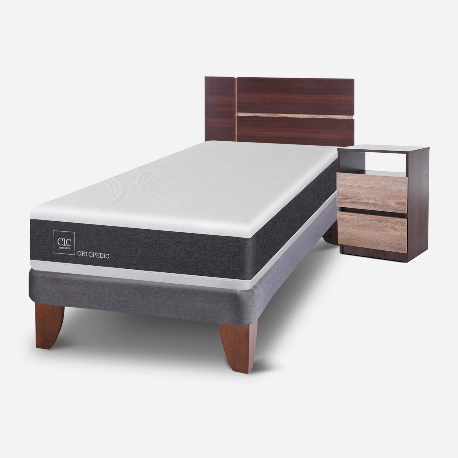Cama Europea 1,5 Plazas Ortopedic + Set Enio