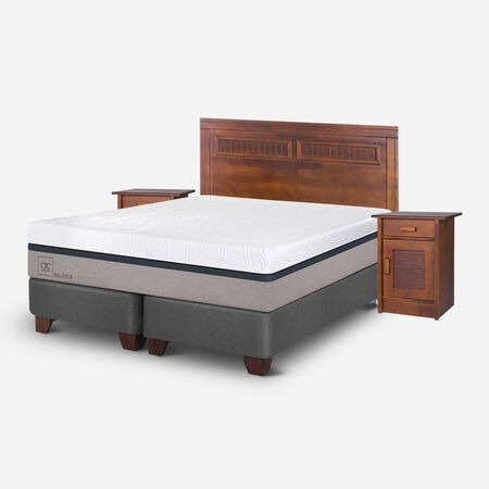 Box Spring 2 Plazas Balance Base Dividida + Set Mil&aacute;n Caramel
