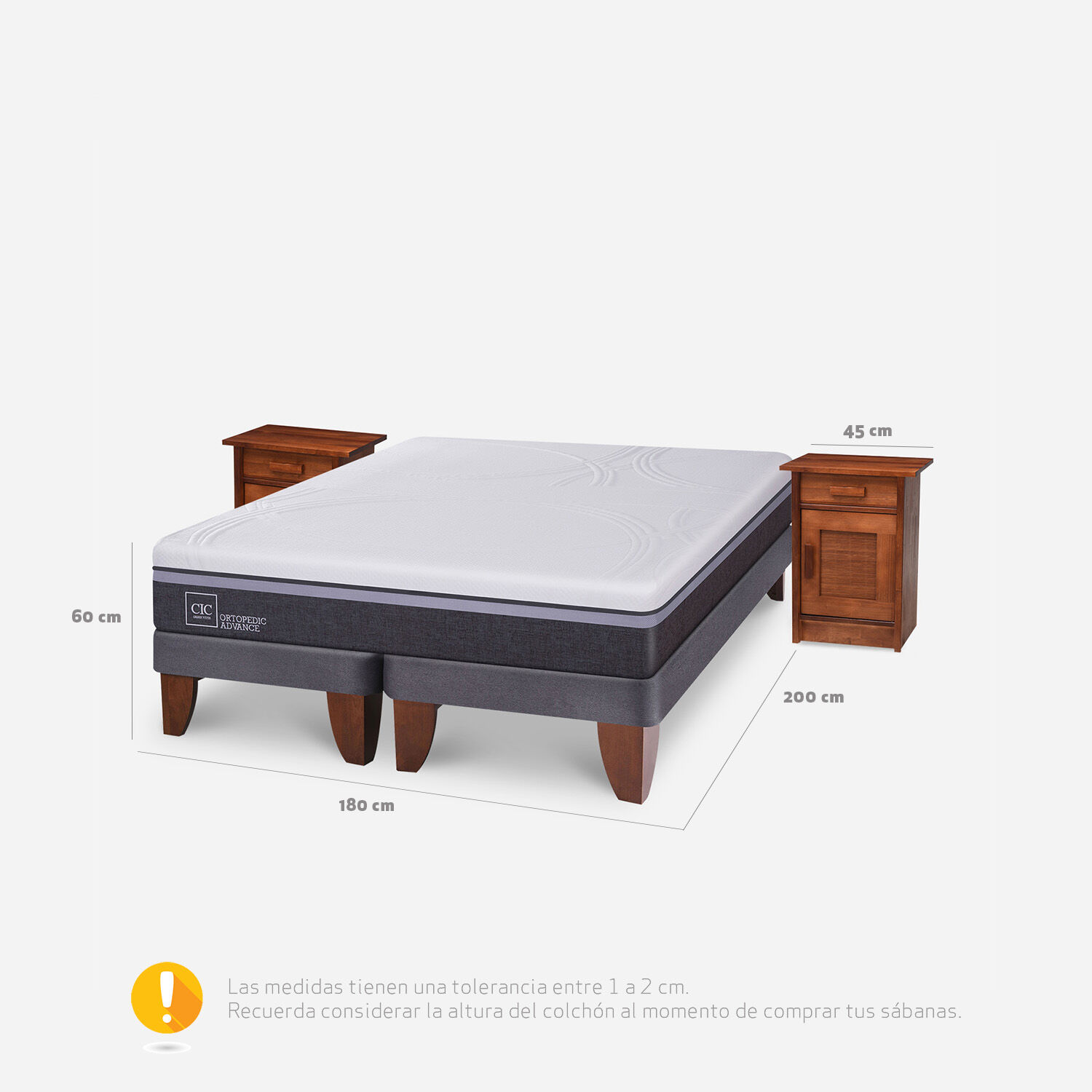 Cama Europea King Ortopedic + Veladores Milán