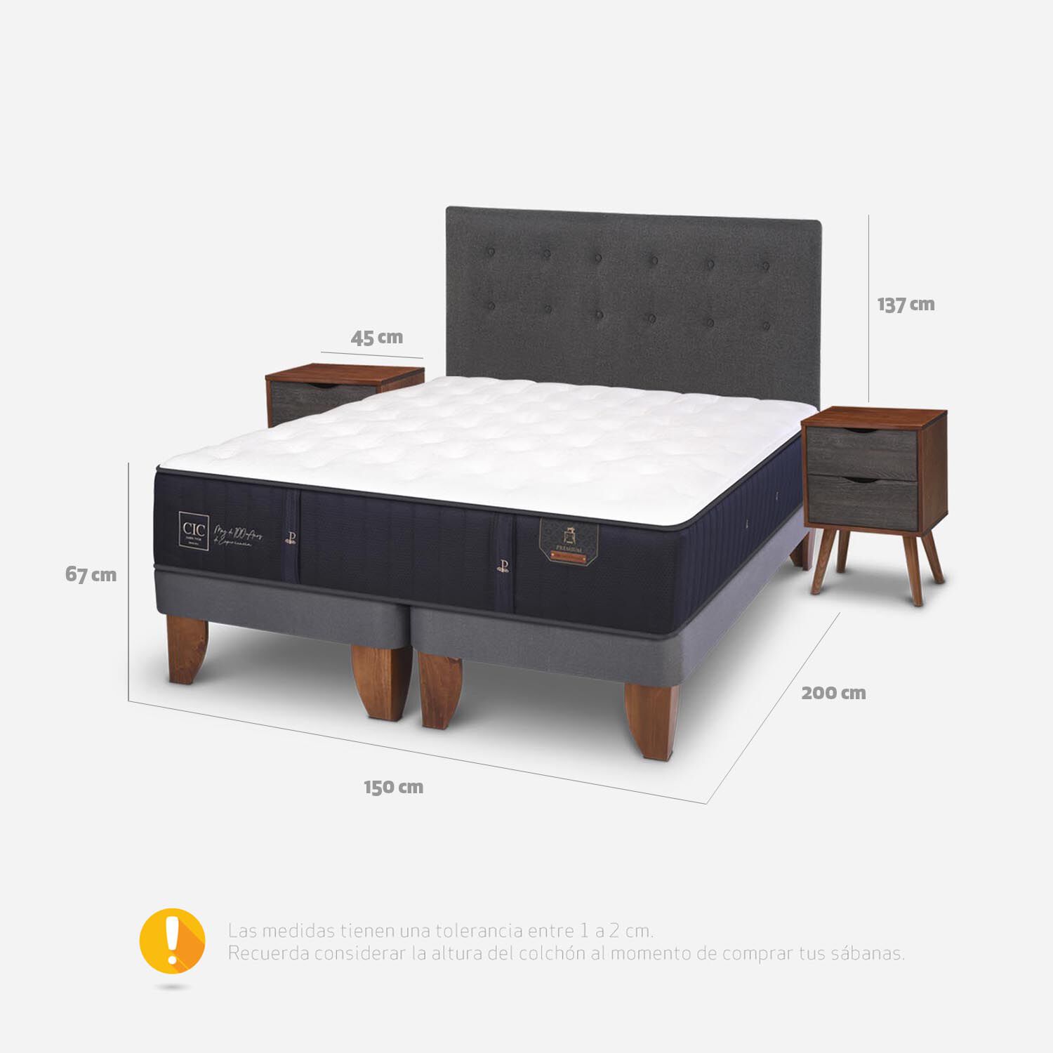 Cama Europea 2 Plazas Premium Base Dividida + Set &Eacute;ufrates