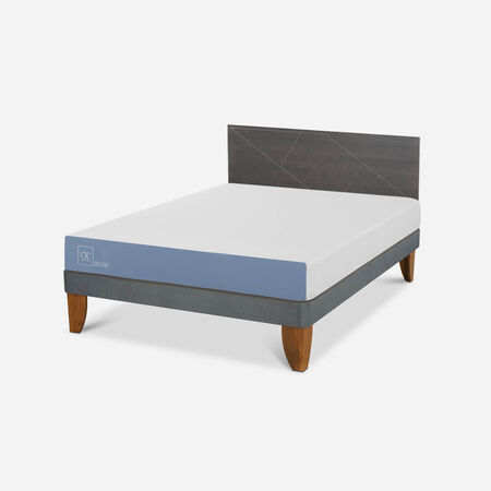 Cama Europea 2 Plazas Excellence + Respaldo Villarrica Gris