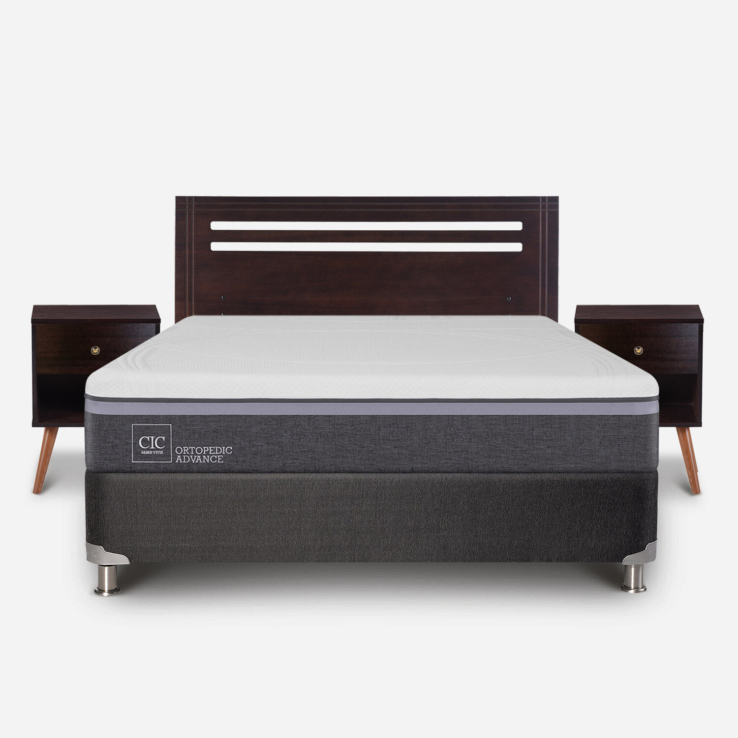 Box Spring 2 Plazas Ortopedic Advance Base Normal 5 Zonas + Set M&uacute;nich Chocolate