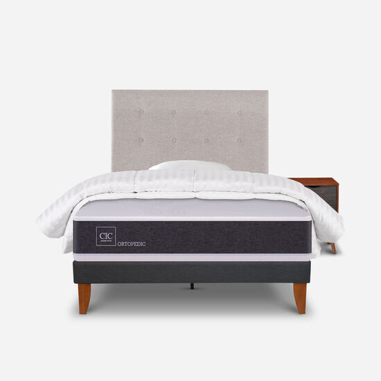 Cama Europea Curve 1.5 Plazas Ortopedic + Set Tigris + Almohada + Plumón