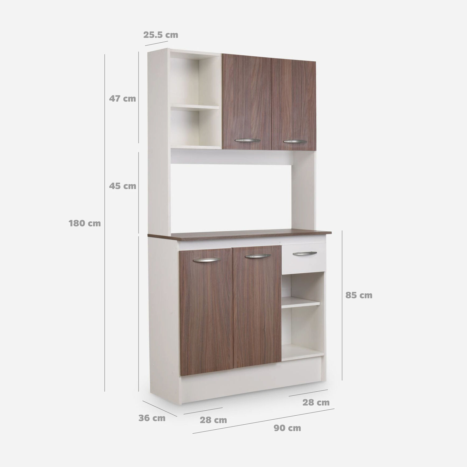 Mueble de Cocina 4 Puertas 1 Cajón Sofía 90x180x39 Cm