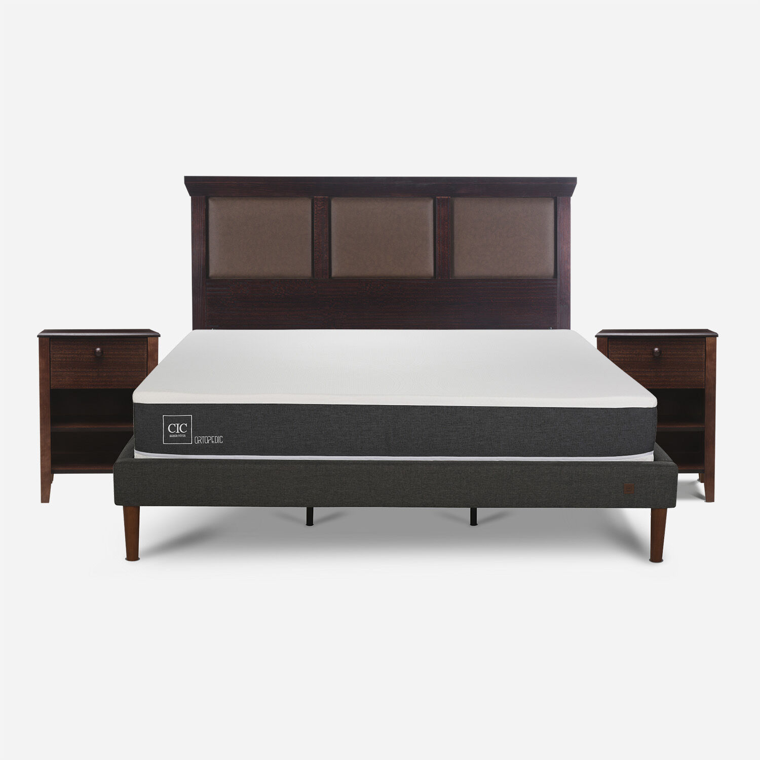 Cama Europea Curve King Ortopedic + Set Torino Chocolate