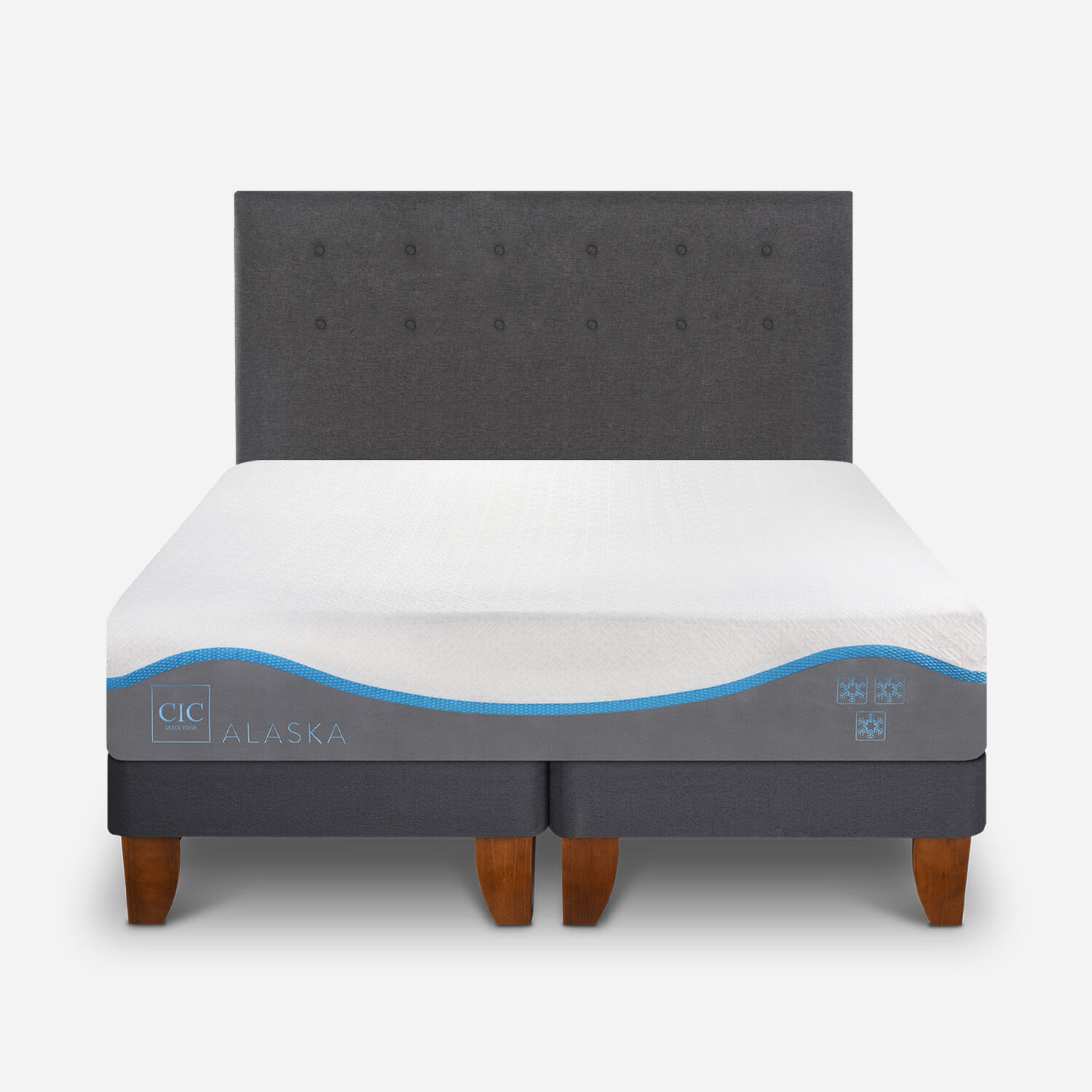 Cama Europea 2 Plazas Alaska Base Dividida + Respaldo &Eacute;ufrates