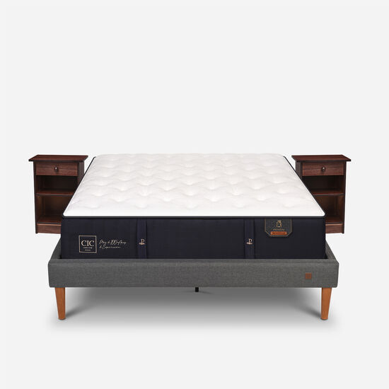 Cama Europea Curve 2 Plazas Premium + Veladores New Dublín Choc