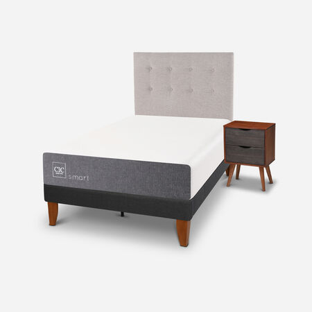 Cama Europea Curve 1,5 Plazas Smart + Set Tigris