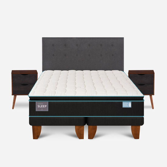 Cama Europea 2 Plazas Green Sleep Base Dividida + Set Éufrates